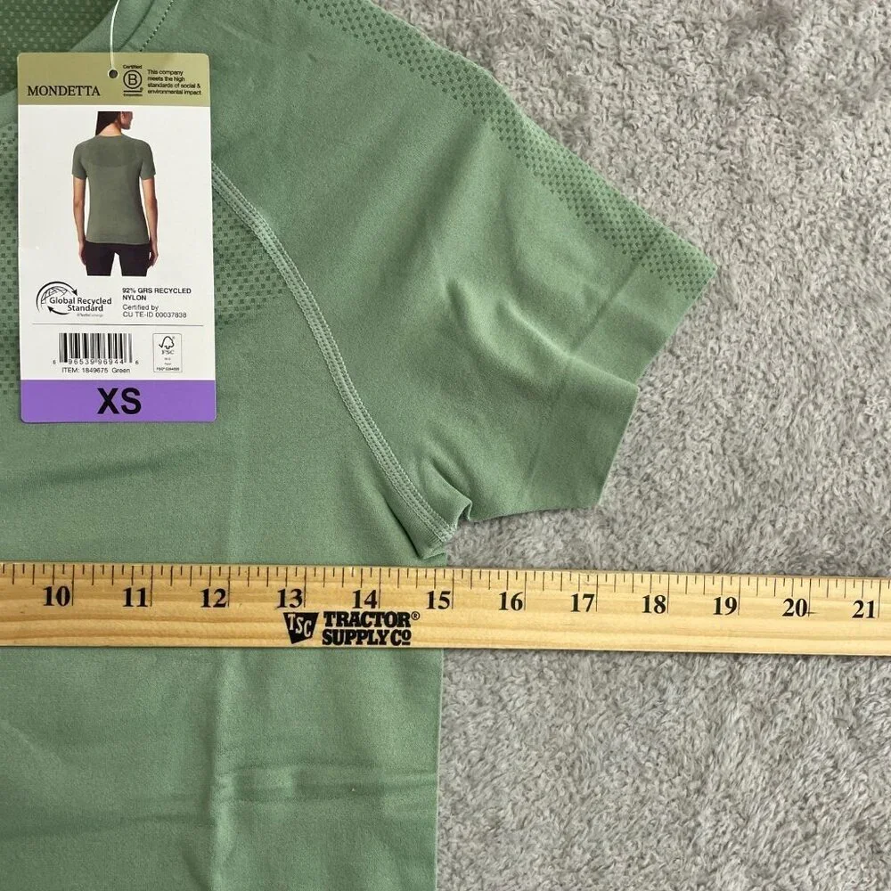 Mondetta Women's XS Fitted Active Seamless Short Sleeve T-Shirt Green N0948